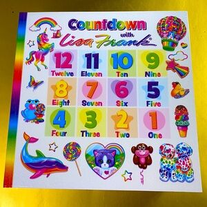 LISA FRANK COUNTDOWN GLITTERY BOOK WITH SEVERAL LISA FRANK CHARACTERS NWT